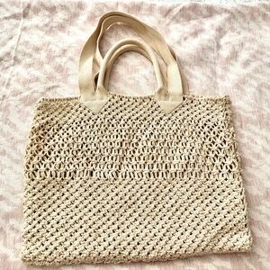 Elegant Cream Woven Tote Bag